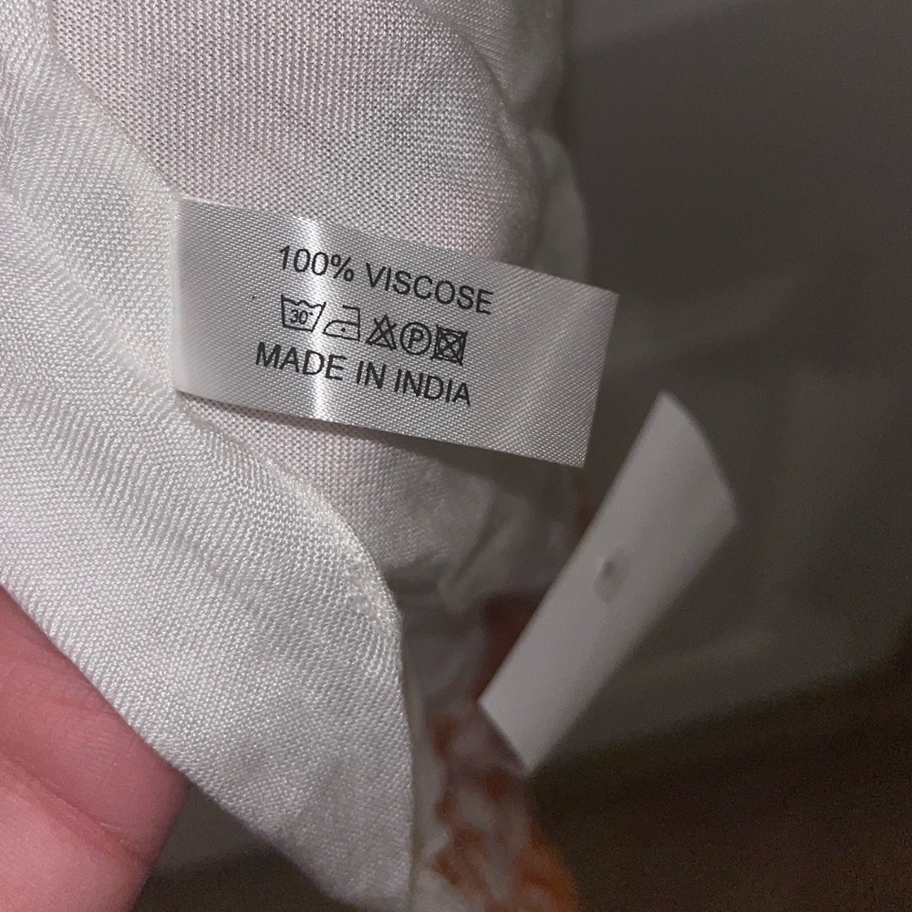 White Boho Kimono with Rust Floral Print - Picture 3 of 6